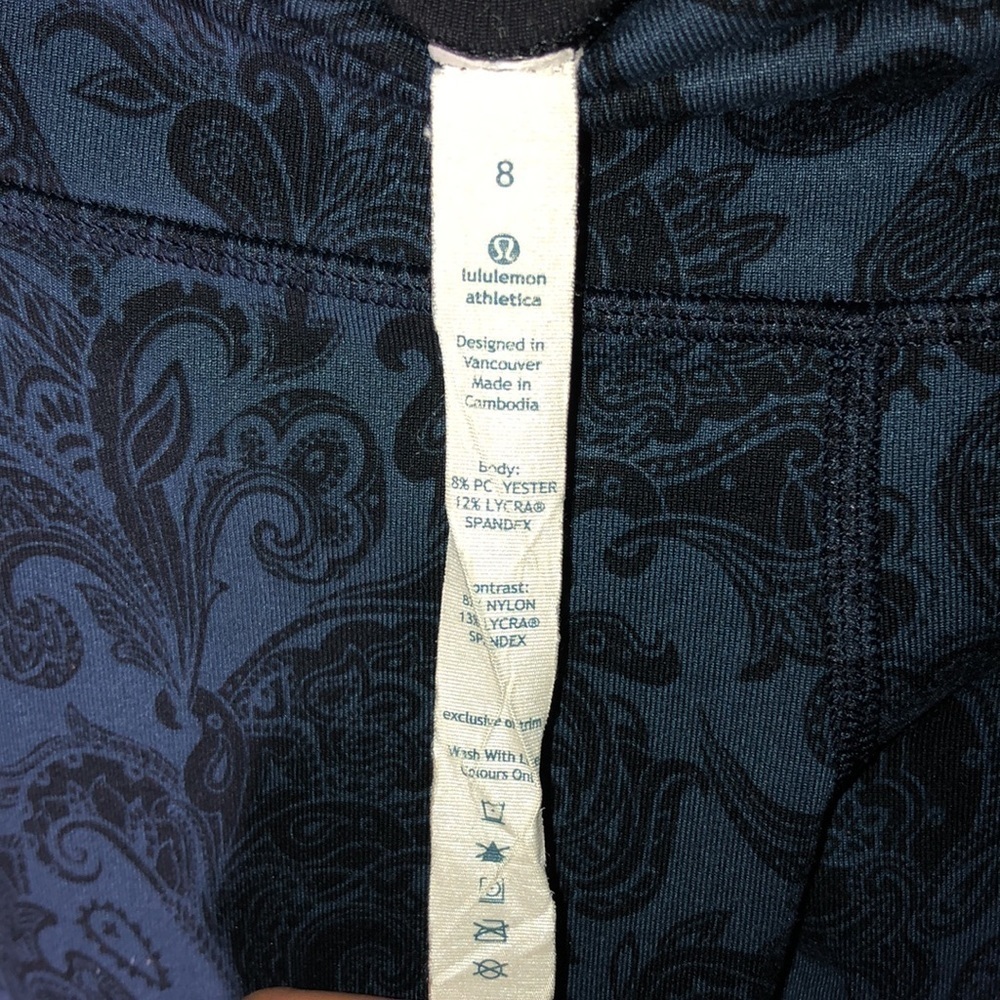 Lululemon athletica Capri cropped pants size 8 floral print blue workout gym - Picture 7 of 10